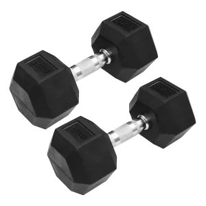 Dolphy 15kg Rubber Coated Professional Exercise Hex Dumbbell Set