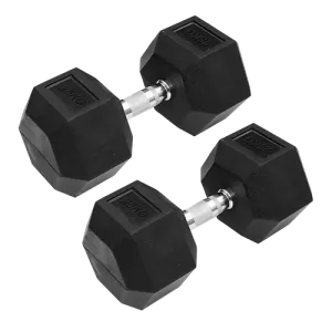 Dolphy 25kg Rubber Hex Dumbbell Set, All-Purpose, Home, Gym, Office.