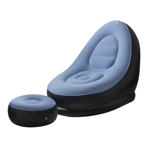 Dolphy PVC Inflatable Recliner Sofa With Air Pump & Footrest Blue Purple Coffee