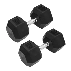 Dolphy 30kg Pro Strength Rubber Coated Hex Dumbbell Pair 60Kg Total