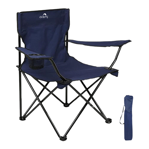 Dolphy Folding Camping Chair With Drink Holder And Carry Bag - BLue, Black, Red
