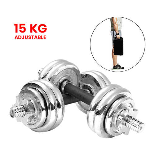  Dolphy 15kg Chrome Iron Home Exercise Dumbbell Set 