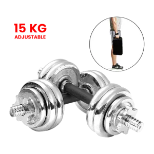  Dolphy 15kg Chrome Iron Home Exercise Dumbbell Set 