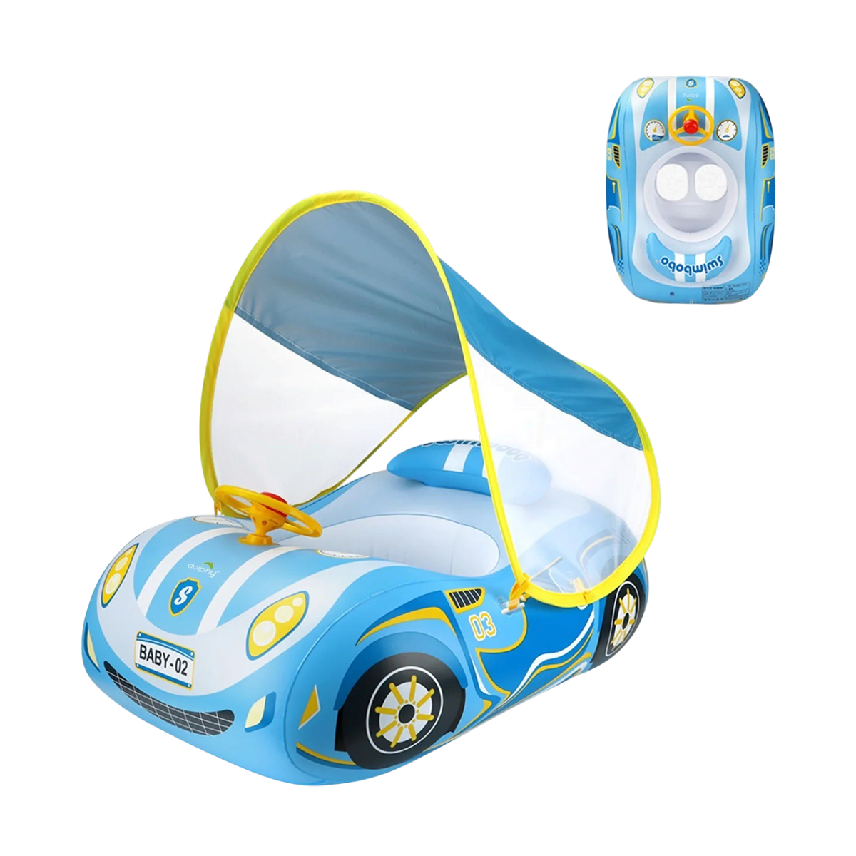 Dolphy Inflatable Swimming Floats Boat with Adjustable Canopy for 1 to 4-year-old kids
