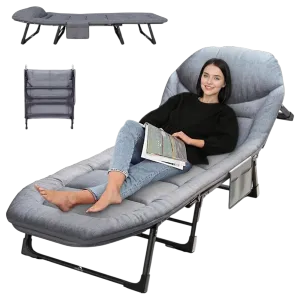 Dolphy Portable Folding Bed For Sleeping With Soft Cushion 6 Feet with headrest