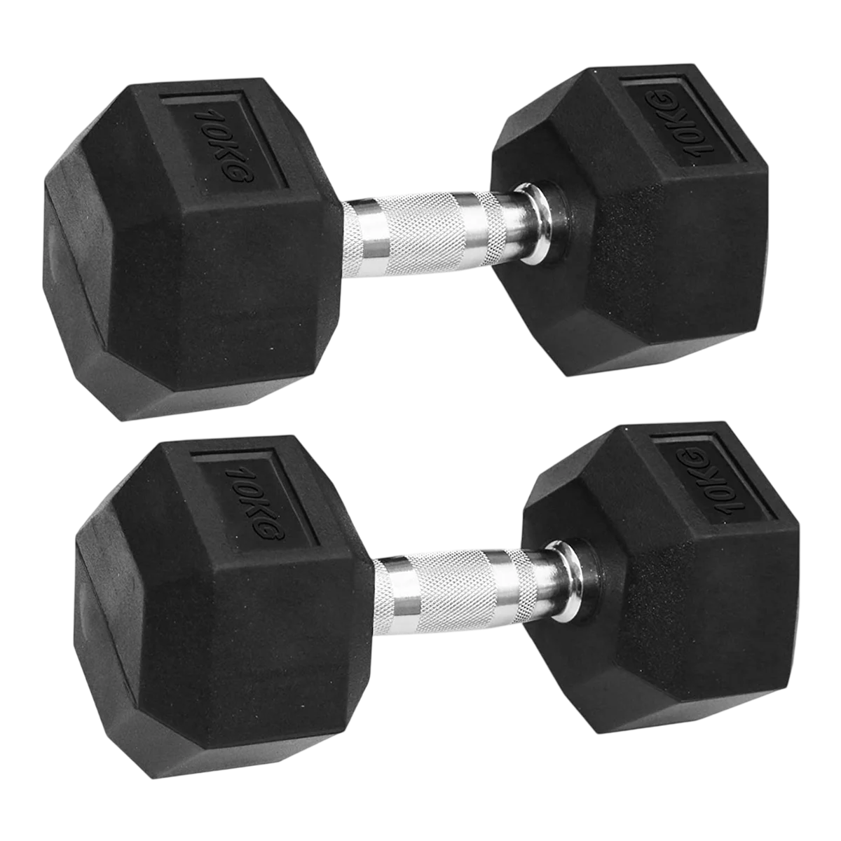 Dolphy 10kg Rubber Coated Hex Dumbbell Set (total 20Kg) For Beginner