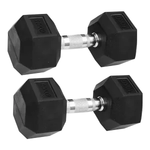 Dolphy 10kg Rubber Coated Hex Dumbbell Set (total 20Kg) For Beginner