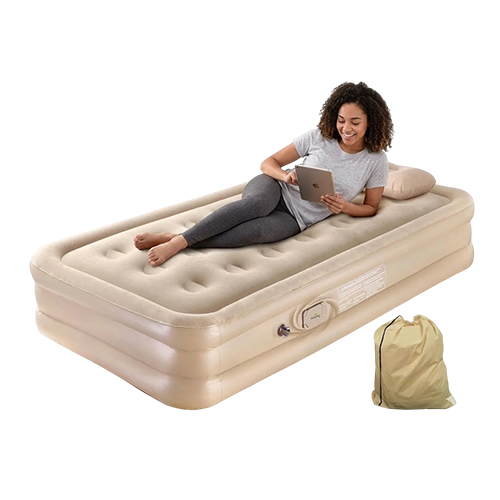 Dolphy Pvc Single Inflatable  Air Bed With Built-in Electric Pump