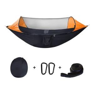 Dolphy Lightweight Nylon Camping Hammock with Mosquito Net - Orange & Black
