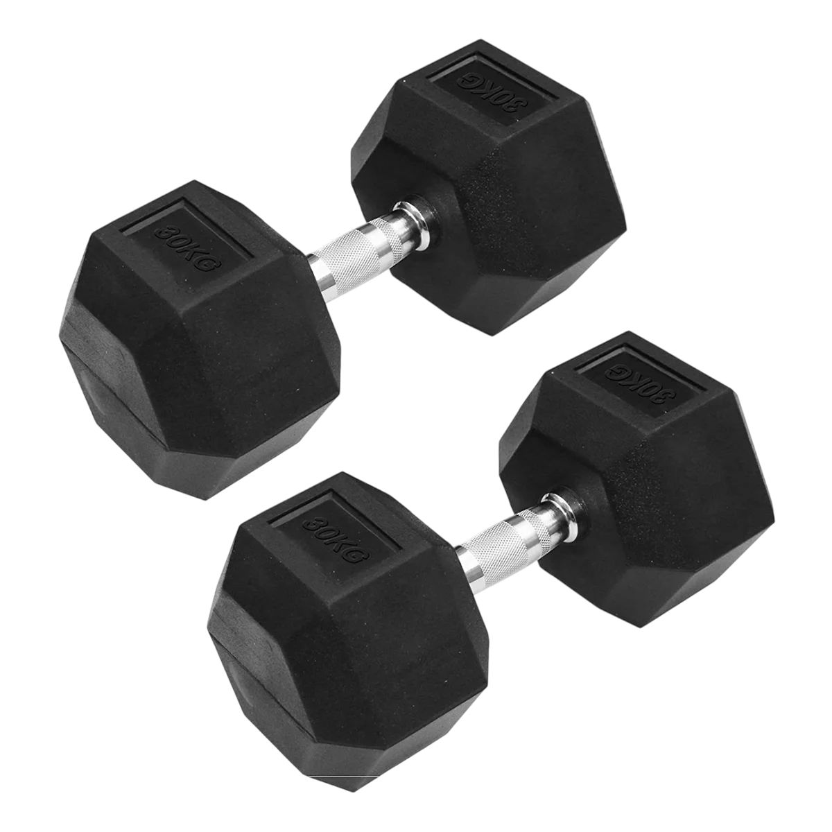 Dolphy 30kg Pro Strength Rubber Coated Hex Dumbbell Pair 60Kg Total
