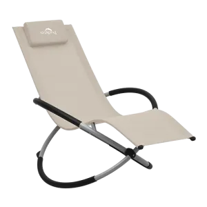 Dolphy Outdoor Rocking Lounge Chair with Removable Headrest - Beige