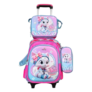 Dolphy Kids Trolley School Bag with Wheels, Lunch Bag & Pencil Case