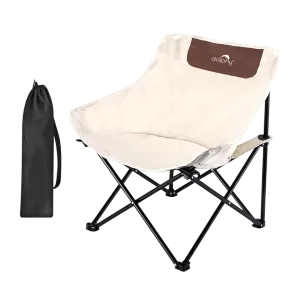 Dolphy Nonslip Portable Camping Chair for Hiking with Side Pockets - Beige