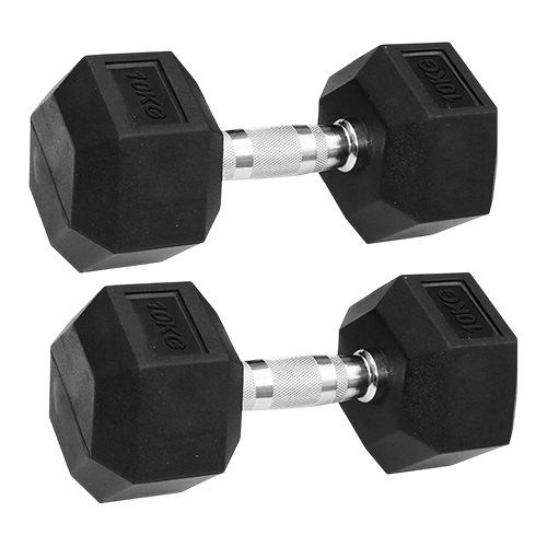Dolphy 10kg Rubber Coated Hex Dumbbell Set (total 20Kg) For Beginner