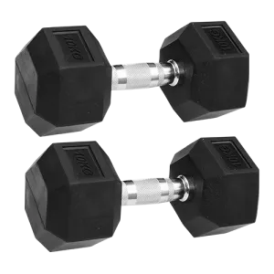 Dolphy 10kg Rubber Coated Hex Dumbbell Set (total 20Kg) For Beginner