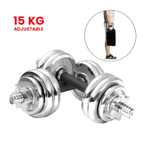  Dolphy 15kg Chrome Iron Home Exercise Dumbbell Set 