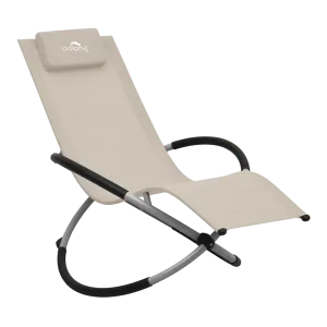Dolphy Outdoor Rocking Lounge Chair with Removable Headrest - Beige