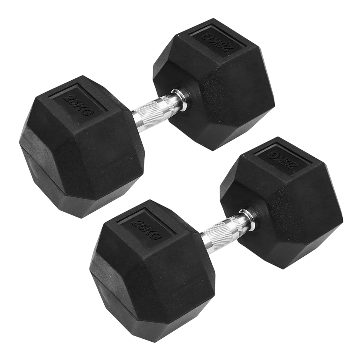 Dolphy 25kg Rubber Hex Dumbbell Set, All-Purpose, Home, Gym, Office.