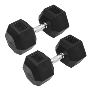 Dolphy 25kg Rubber Hex Dumbbell Set, All-Purpose, Home, Gym, Office.