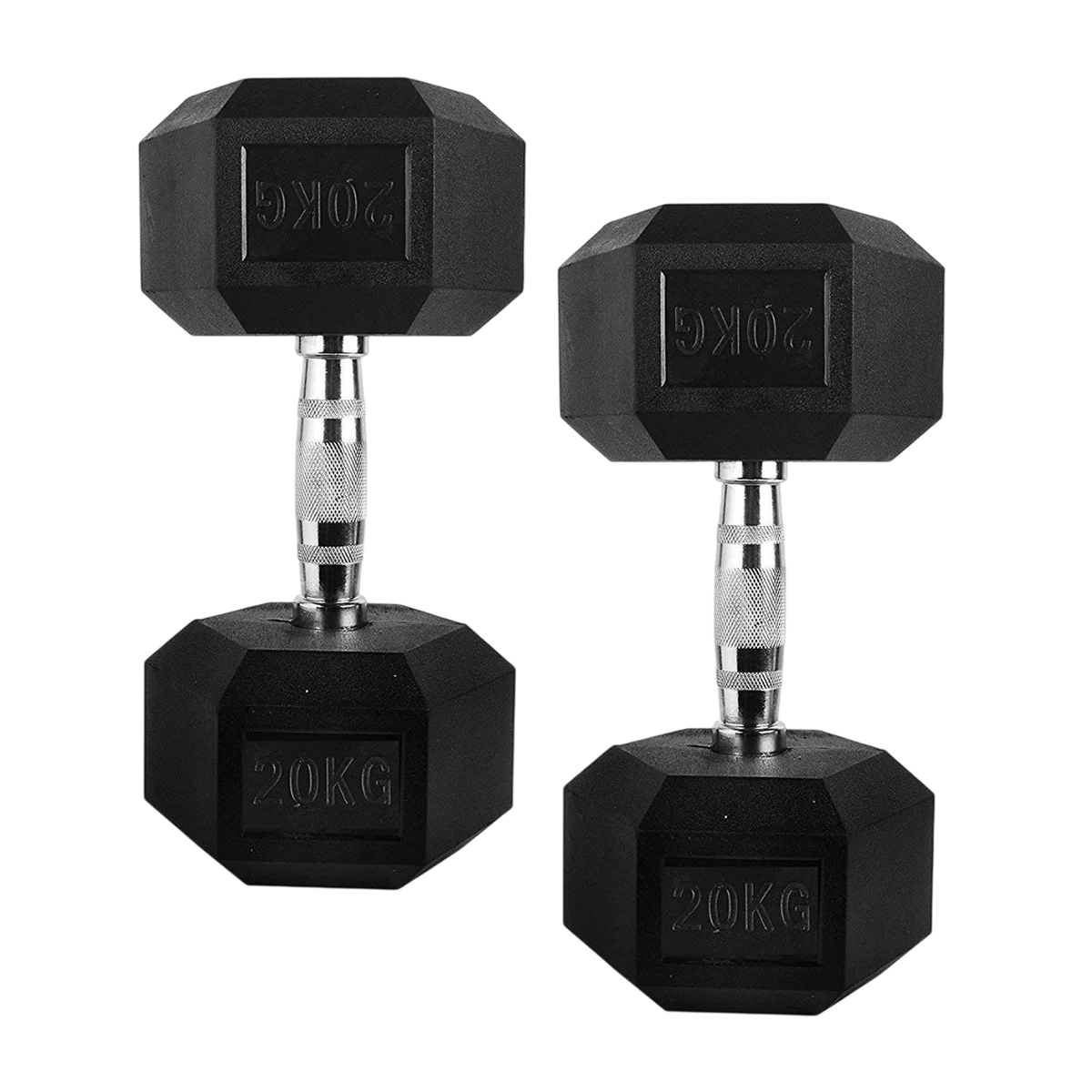 Dolphy 20kg Rubber Coated Hex Dumbbell Set For Strength Training