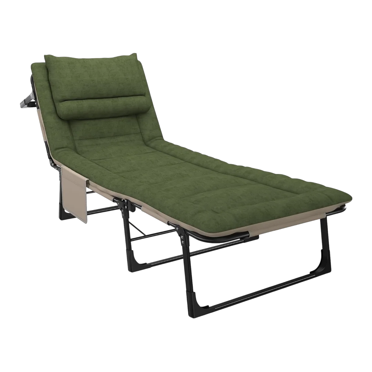 Dolphy Camping Cot Bed with Cushion & 6-Position Adjustable Backrest 6.2 Ft