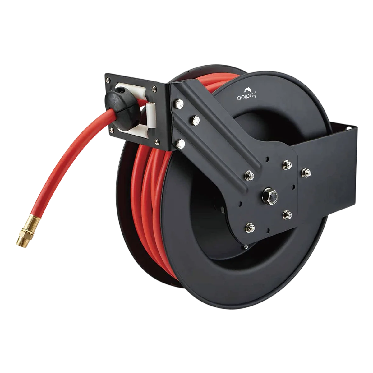 Dolphy Auto Rewind Air Hose Reel 1/4 Inch x 30M Wall Mount 300 PSI (Black & Red) 