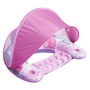Dolphy Inflatable Pool Floating Chair With Canopy & Holder For Adults - Pink