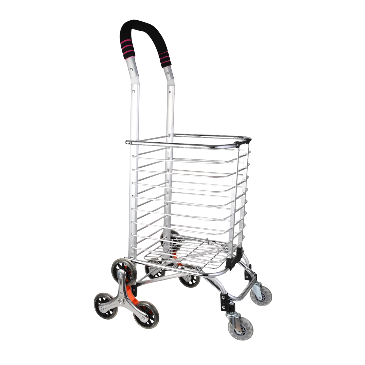 Dolphy Aluminum Foldable Shopping Cart Trolley with 8 Wheels - Silver