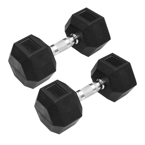 Dolphy 15kg Rubber Coated Professional Exercise Hex Dumbbell Set