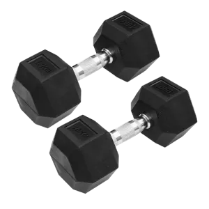 Dolphy 15kg Rubber Coated Professional Exercise Hex Dumbbell Set