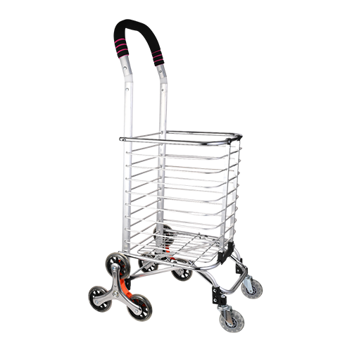 Dolphy Aluminum Foldable Shopping Cart Trolley with 8 Wheels - Silver