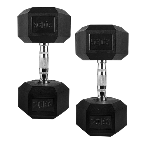 Dolphy 20kg Rubber Coated Hex Dumbbell Set For Strength Training