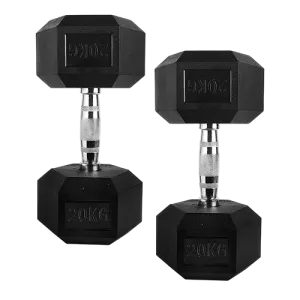 Dolphy 20kg Rubber Coated Hex Dumbbell Set For Strength Training
