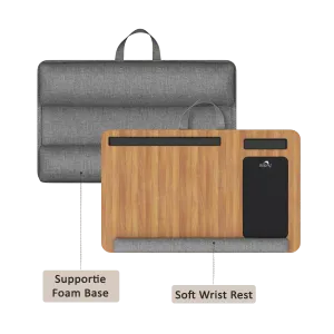 Dolphy Wooden Portable Desk for Laptop with Phone Holder & Cushion
