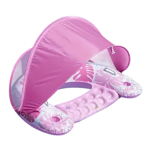 Dolphy Inflatable Pool Floating Chair With Canopy & Holder For Adults - Pink